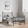 Vidaxl Struttura Letto in Metallo con Testiera e Pediera, Nera, 100X190Cm