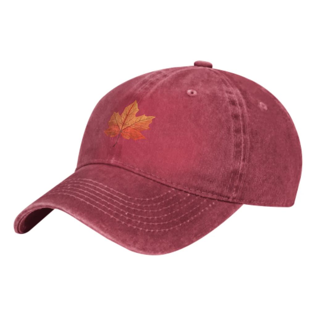 Autumn Red Maple Leaves Fashion Classic Cotton Trucker Hat Summer Dad Cowboy Cap Outdoor Leisure Basketball Caps