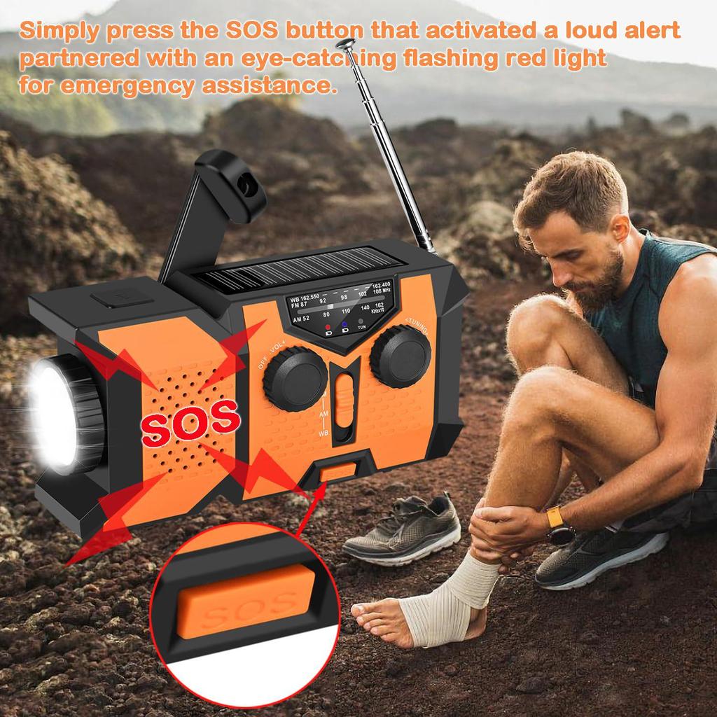 Portable Emergency Radio & Hand-Crank Generator with Phone Charger