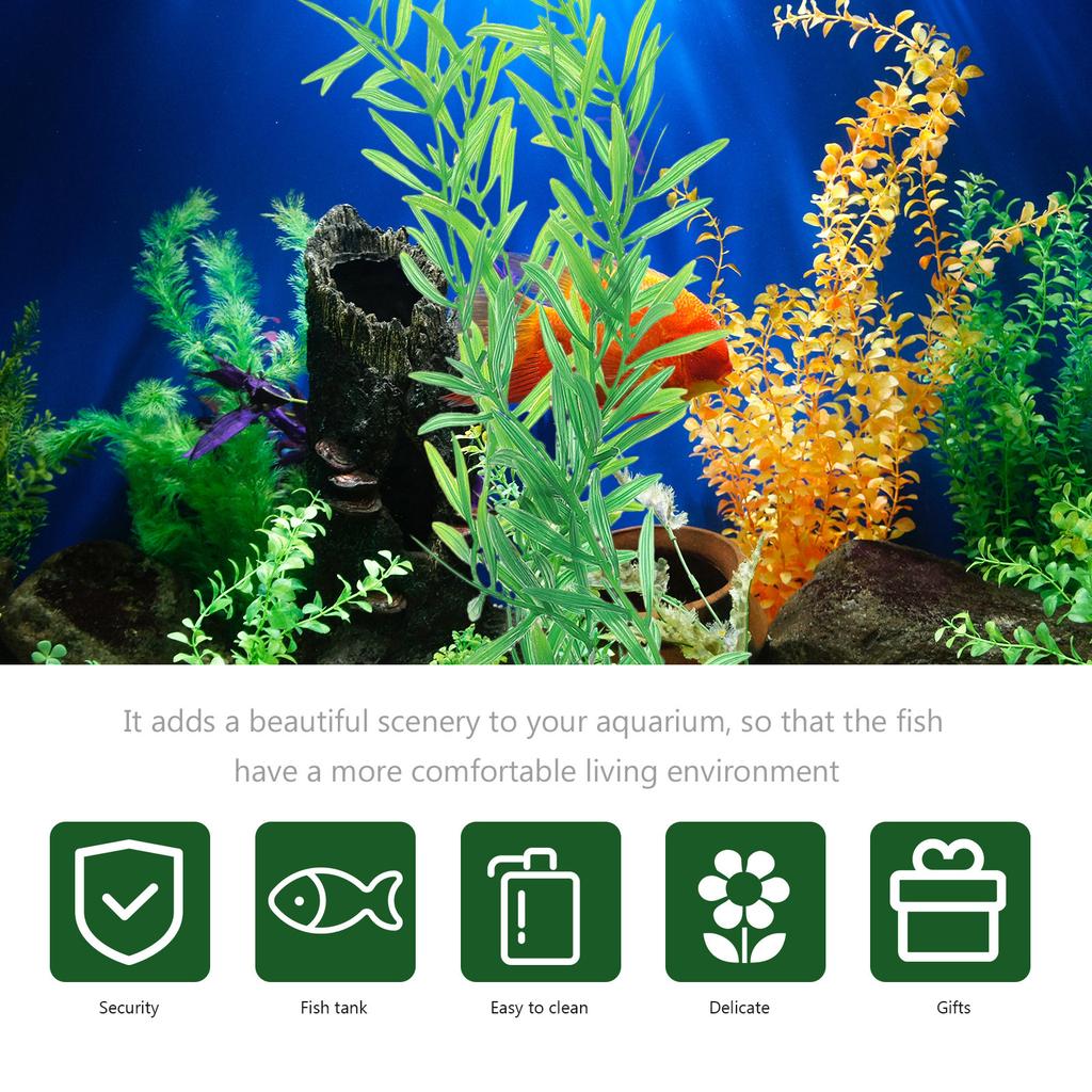 10Pcs Small Compact Artificial Aquatic Plants Plastic Fish Tank Ornaments for Aquarium Decoration Fresh Salt Water Compatible