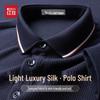 Hodo Men's Luxury Silk Blend Waffle Polo Long-Sleeve T-Shirt