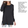 Long Sleeve Round Neck Pullover Tops for Women with Side Split Hem