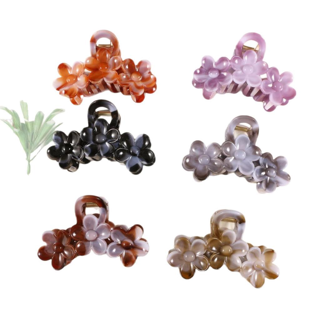Colorful Plumeria Flower Hair Claw Clip - High-End Fashionable Hairpin for Women