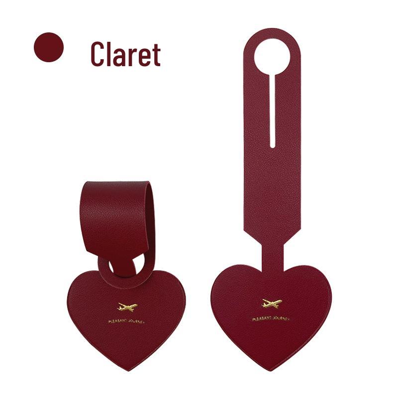 Настраиваемая багажная бирка из ПУ кожи с откидной крышкой и шнурком вино красного