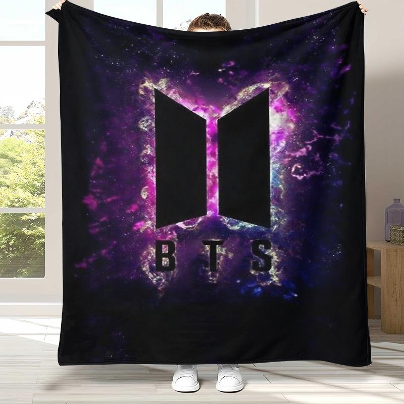 Fashion B-BTS Kpop Flannel Blanket,Ultra Soft Warm Plush Throw for Home Bedroom Bed Sofa Cover Office Camping Picnic Gift
