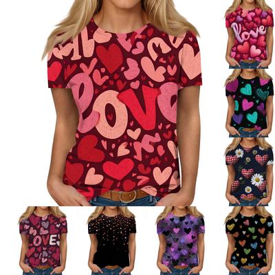 Women's Casual Fashion Valentine's Day Printed Short-Sleeve Top/T-Shirt