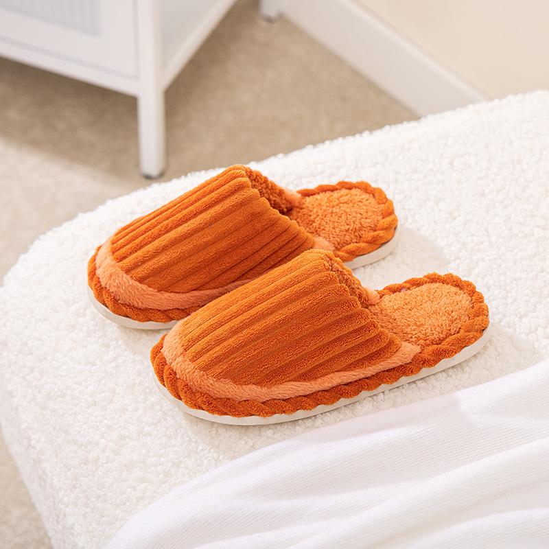 Qidashun Home Cotton Slippers Autumn and Winter Warm Cotton Drag Couple Home Fluffy Slippers Non-slip Warm