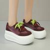 Fashion Women's Thick Bottom Sneakers Autumn New Style Genuine Leather Breathable Beaded Versatile Casual Board Shoes
