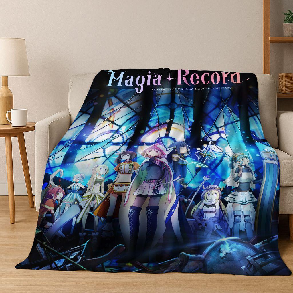 Cartoon Puella Magi Madoka Magica Girl Anime Art Flannel Blanket,Cozy Soft Throw Blanket for Home Bedroom Bed Sofa Cover Kids