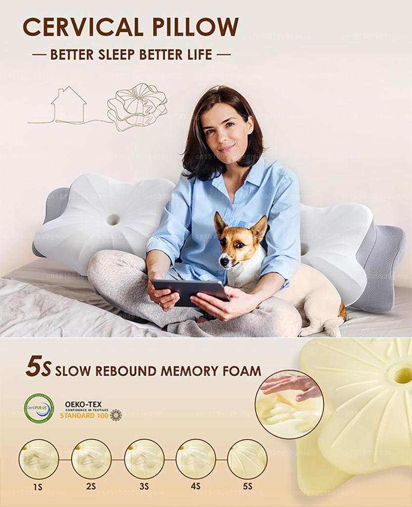 Cervical Pillow Ergonomic Cervical Spine Protecting Shoulder Neck Muscle Relax Butterfly Shaped Memory Foam Neck Pillow