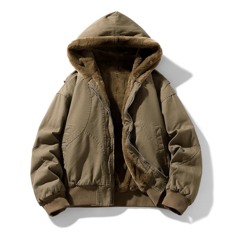 Chaqueta de Algodón con Cuello de Piel, Chaqueta de Algodón para Hombre con Terciopelo Grueso y Plumón Cálido, Chaqueta Gruesa para Hombre, Estilo para Hombre para Superar Chaqueta de Algodón