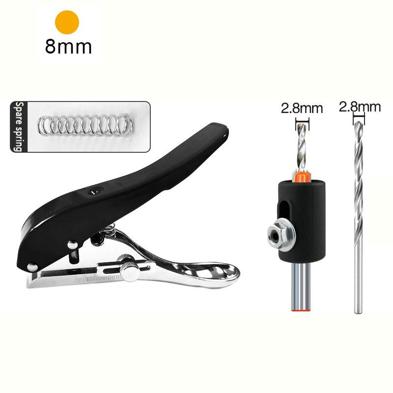 1 Set Single Hole Punch 8/10 MM Hole Edge Banding Punching Pliers Handheld Paper Hole Punch With Scale Heavy Duty Hole Puncher