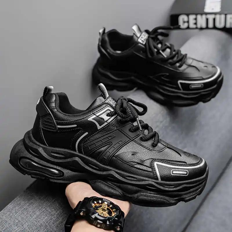 Fashion Flat-heeled Platform Design Sneakers Golf Men's Black Boots Classic Shoes Man Sports Flatas Sho Athletic Holiday