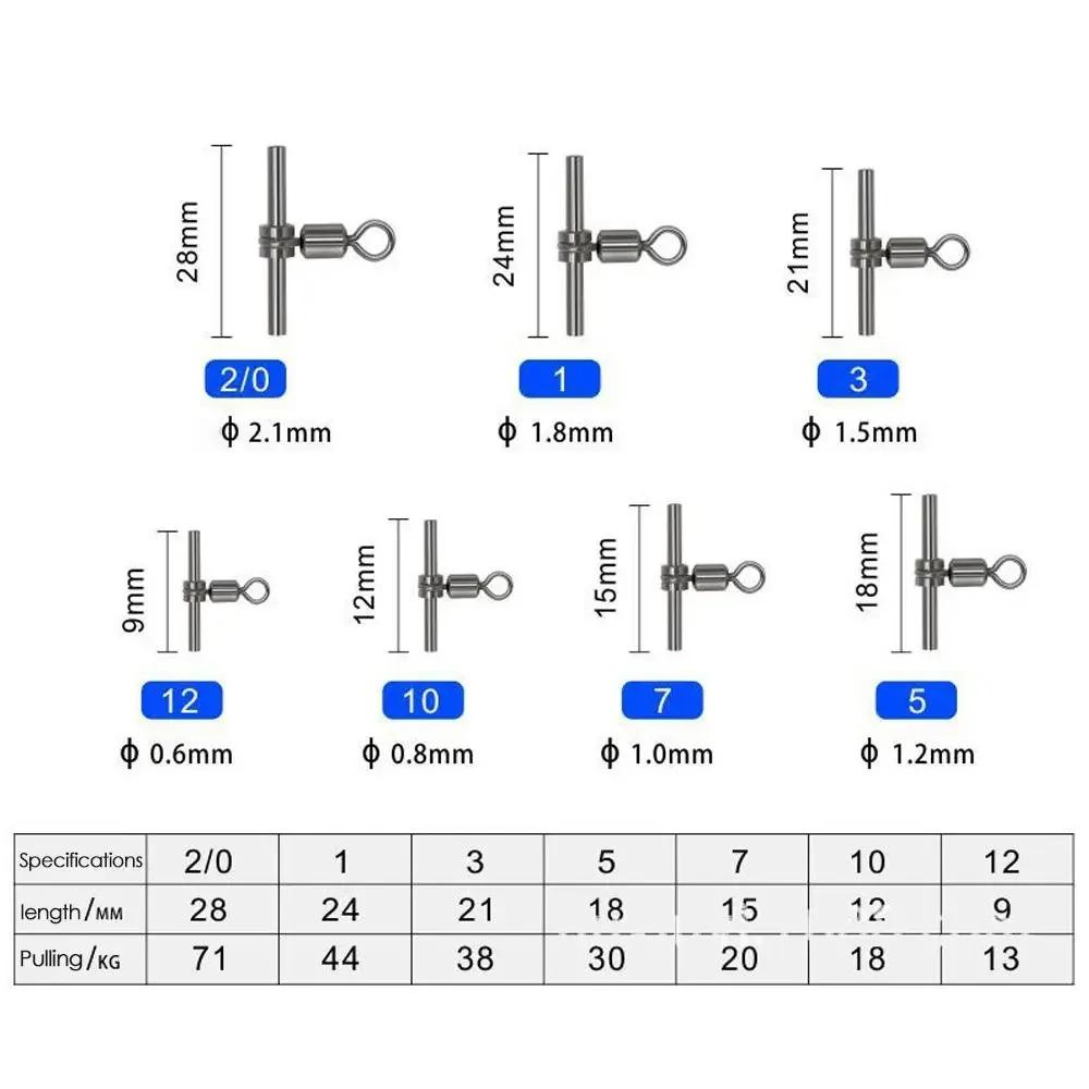 10pcs/set Durable Splitter Fishing Accessories Tube Fishing Swivels 3 Way Connect Sleeves Rolling Swivel Cross-line Brass Head