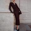2025 Autumn European & American Women's Knitted Wool Dress with Button Shirt Collar