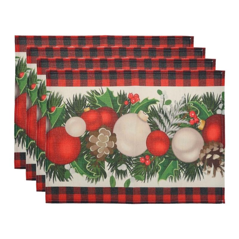 

4Pieces Stylish Christmas Table Decor Placemats Table Mats for Holiday Dining Placemat Washable