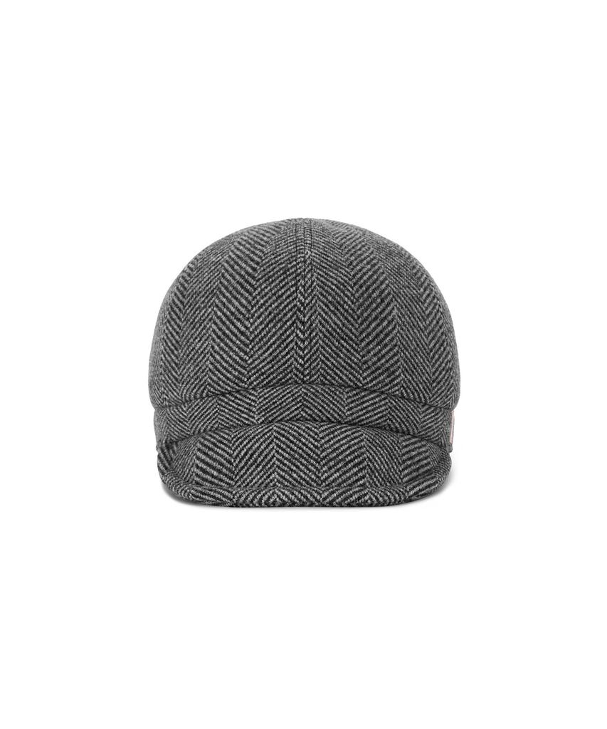 Bajal Va Studded Herringbone Slim Newsboy Cap Black