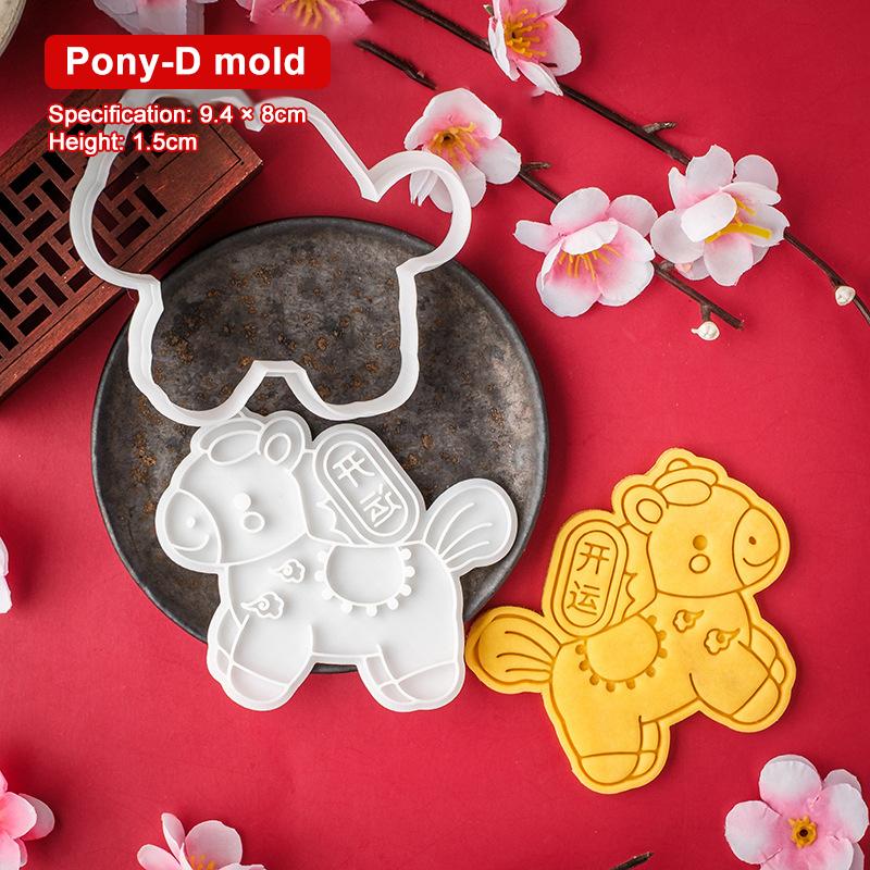 2026 Year Of The Horse Cookie Cutter Plastic Horse Mold For Fondant Biscuits Easy Release Design Diy Cookie Stamp Bakery Tools