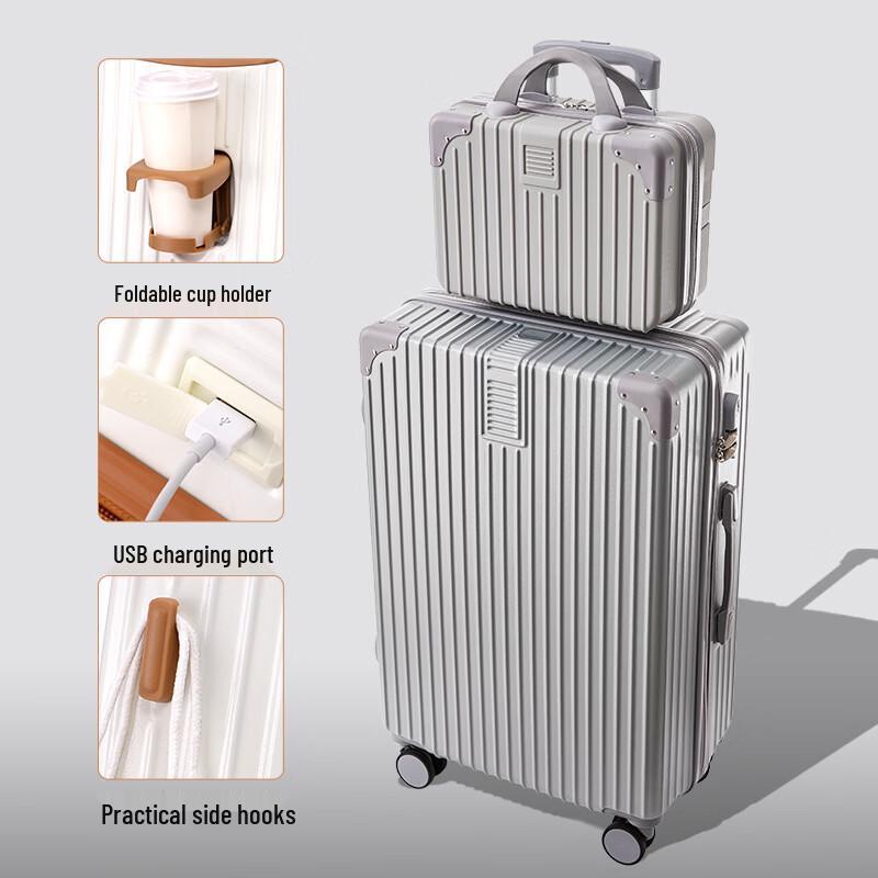 JOURHEY SHI Lightweight Rolling Suitcase with USB Cup Holder