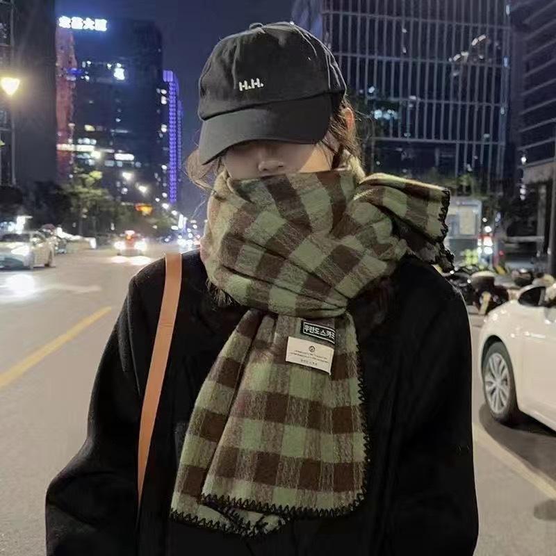 British Style Plaid Scarf Versatile Imitation Cashmere Scarf Shawl Advanced Sense Student Men'S And Women'S Scarf