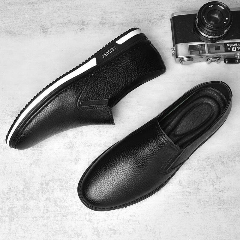 Non-Slip Comfy Loafers Mens Casual Genuine Leather Shoes Male Slip On Flats Fashion Trendy Moccasins Versatile Driving Footwear