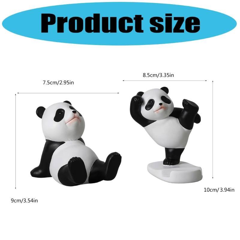 Panda Shaped Mobile Phone Holder Tablet Stand Resin Decoration For Desk Shelf Bedroom Kitchen Decors