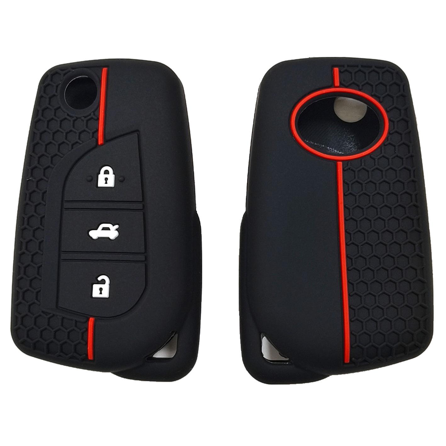 

Drop-resistant key cover for Toyota Corolla RAV4 Ralink folding 3-buckle honeycomb pattern silicone key bag