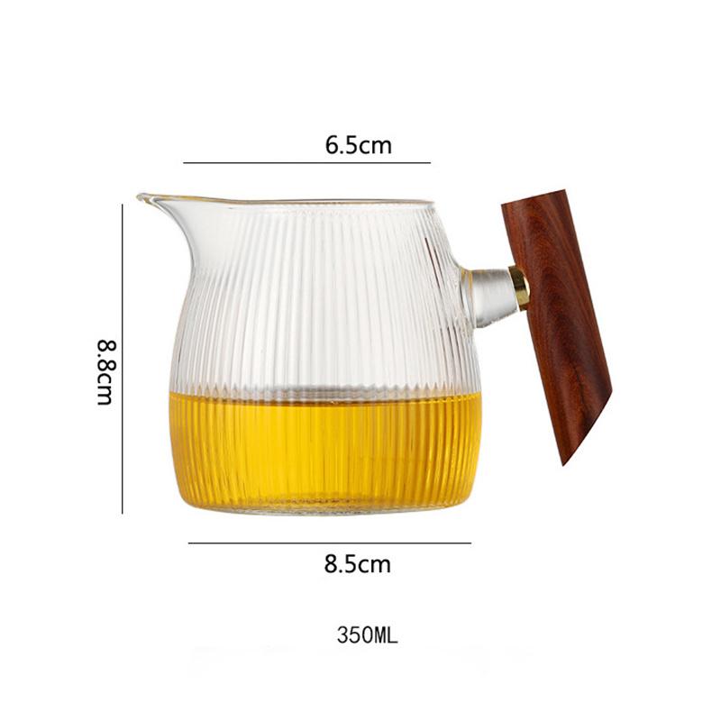 350ML Heat Resistant Vertical Striped Glass Fair Cup Tea Pitcher Chahai Tea Cup Kung Fu Tea Set Coffee Server Pour Pitcher