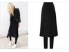 High Waist Korean Style Fleece-Lined Two-Piece Skirt Leggings - Autumn/Winter Slimming Plus Size Midi with Slit