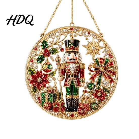Holiday Party Hanging Ornaments Christmas Rhinestone Painting Suncatcher Kit Round DIY Decor Garden Window Fireplace for Tree Home Craft Pendant