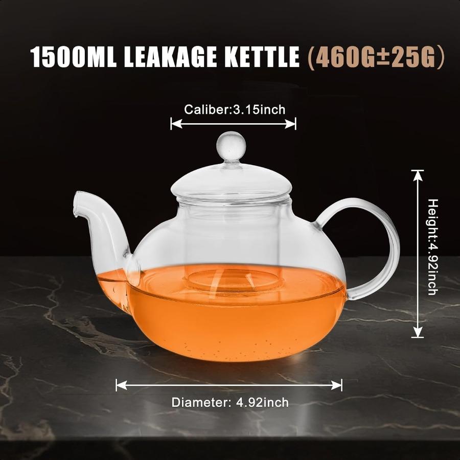 

Прозрачный чайник для кипячения, стеклянный чайник, безопасный для плиты, 1000 мл, 34 унции, чайник с ситечком для рассыпного чая, чайник для микроволновой печи United States