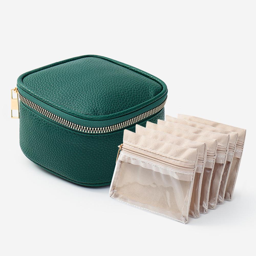 Leather Jewelry Box, Earrings, Necklace Accessories, Portable Packaging And Storage Box, Leather Jewelry Dust Bag