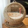 Cat Nest Hand Made Wicker Bed Basket Swing Pet House Nest for Small Dog Cat with Cushion Home Decoration Winter Season Universal