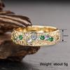 Huitan Luxury Women Gold Color Ring Inlaid Brilliant Multiple Colors CZ Trendy Wedding Accessories for Lady Elegant Chic Jewelry