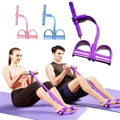 Fitness guma 4 trubkové odporové gumy Latexový pedálový expandér pro sed-lehy Tažné lano Expandér Elastické gumy Vybavení na jógu Pilates cvičení