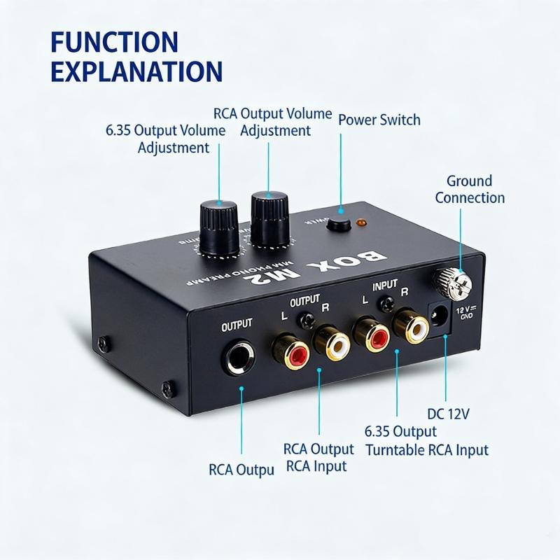 Phono Turntable Preamp Mini Electronic Sound Stereo Phonograph Preamplifier Low Frequency Equipment Accessories