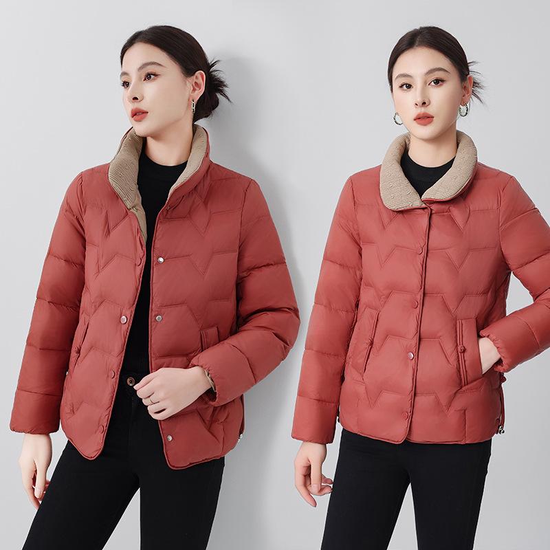 Women's Short Lightweight Down Jacket - Fashionable Turn-Down Collar, Duck Down, 2025 Korean Style, Warm Outerwear