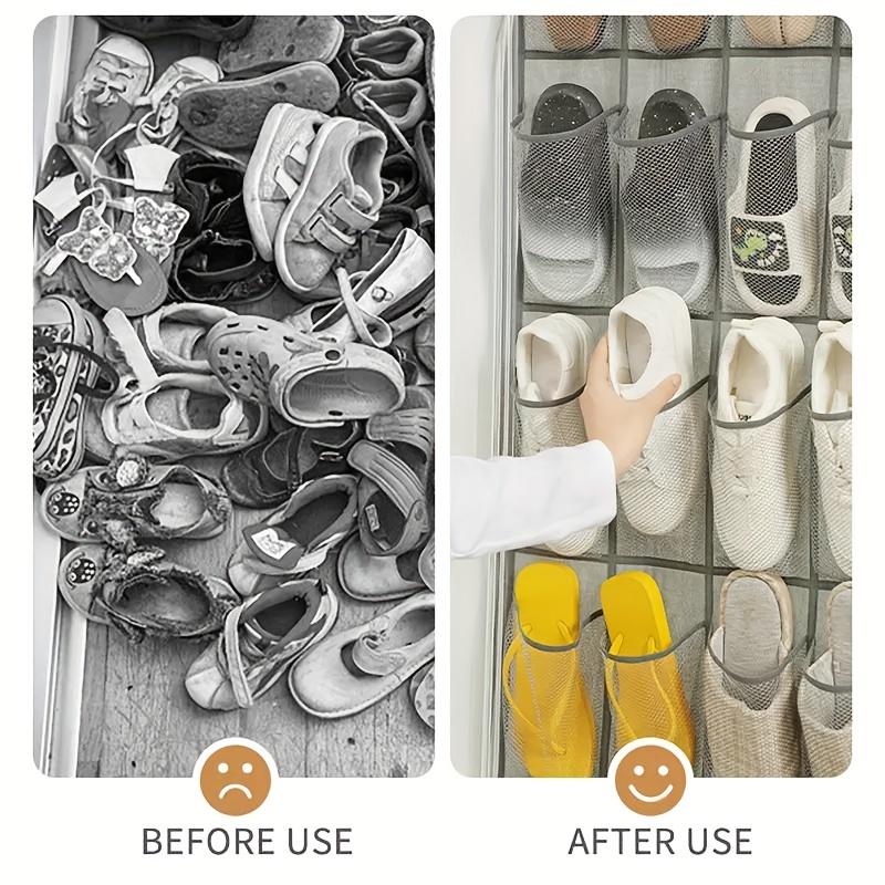 Over The Door Shoe Storage Rack With 24/28 Deep Mesh Pockets, Shoe Storage Bag, Household Storage Organizer For Bedroom, Bathroom, Living Room, Home