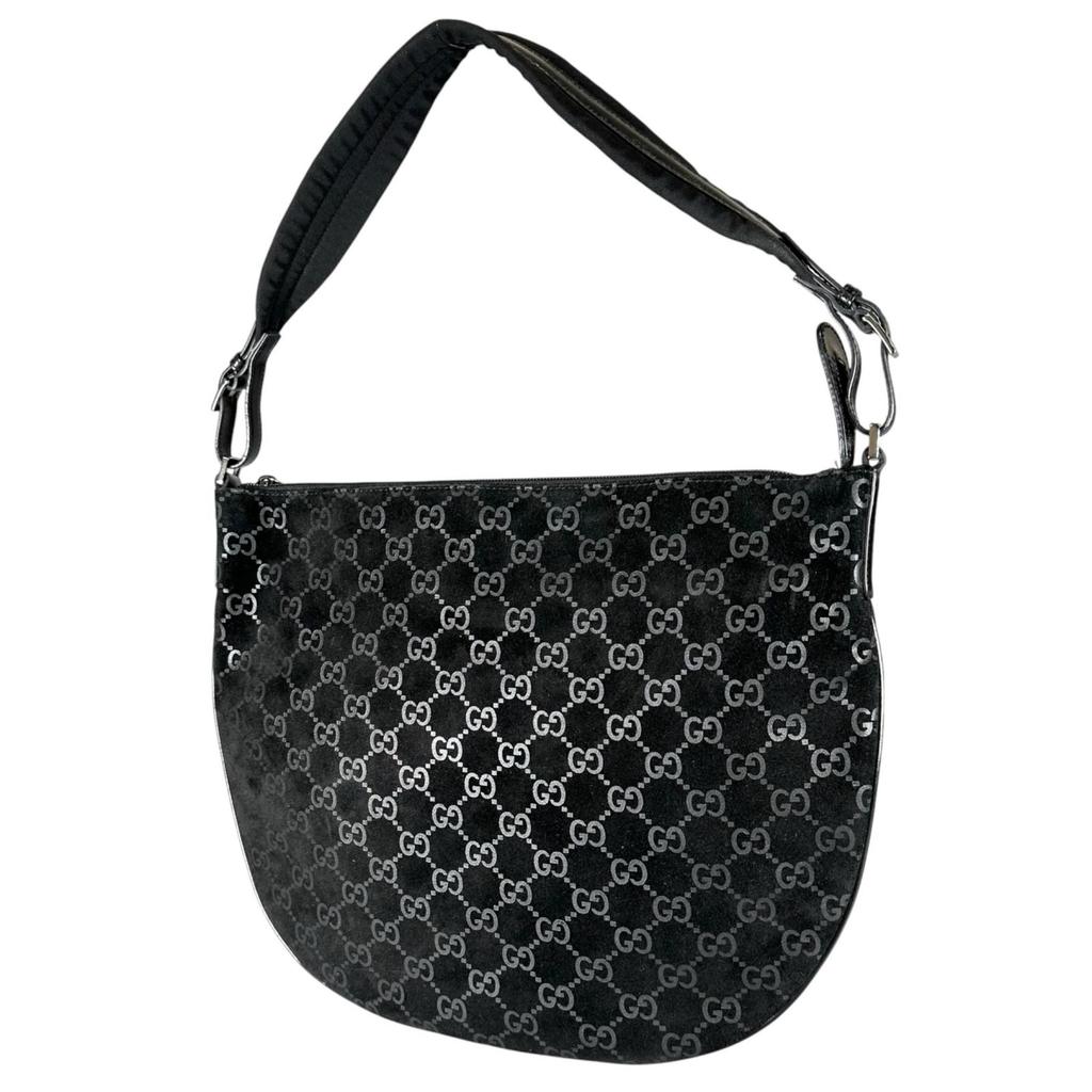 Gucci Shoulder Bag Black Women GG Pattern Used