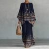 Clothing 1116 Summer New Two-piece Set 1D Printed Bat Sleeve Top Wide Leg Pants Fashion Versatile Suit Women