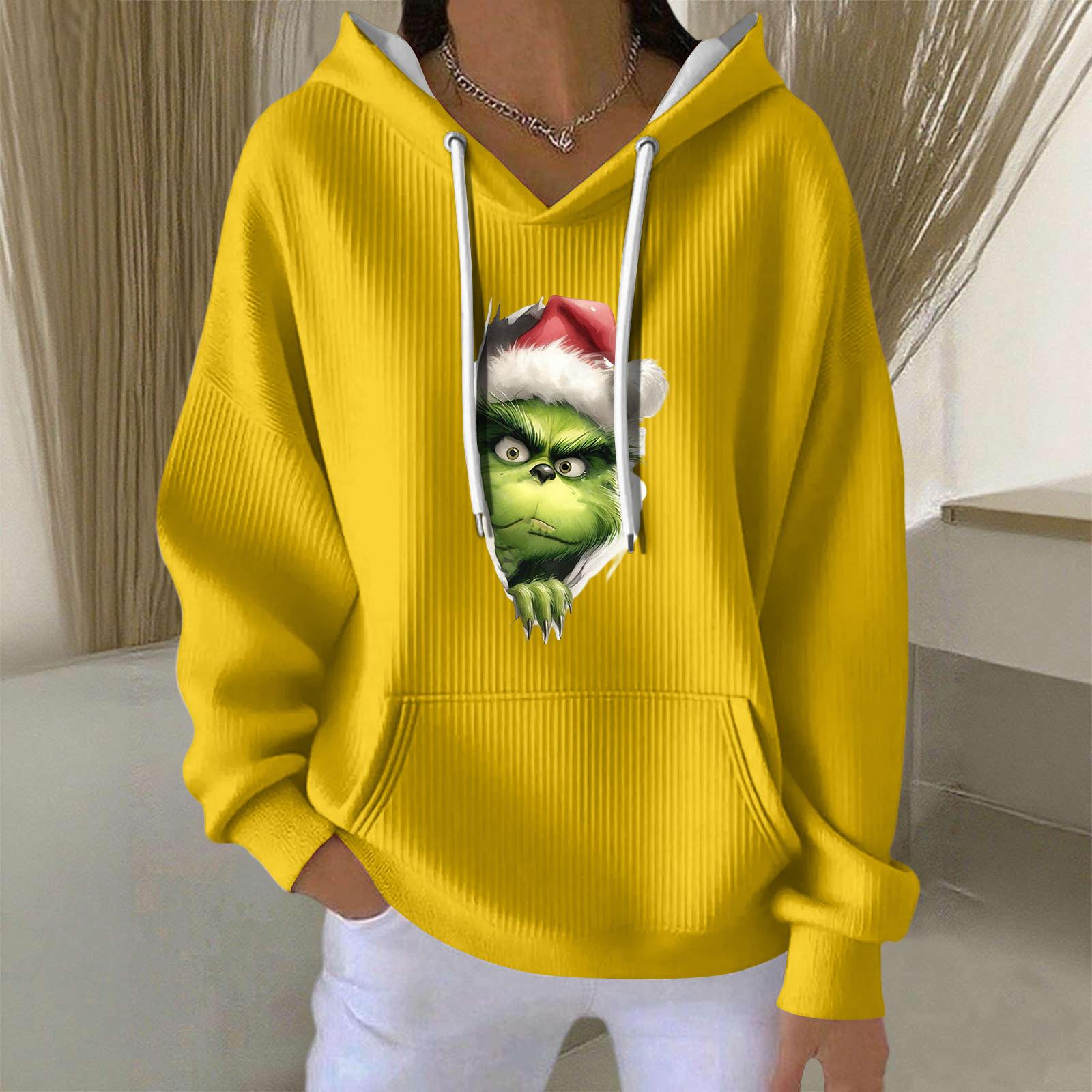 

Женская модная повседневная толстовка с длинными рукавами и принтом рождественского ангела M оранжевый