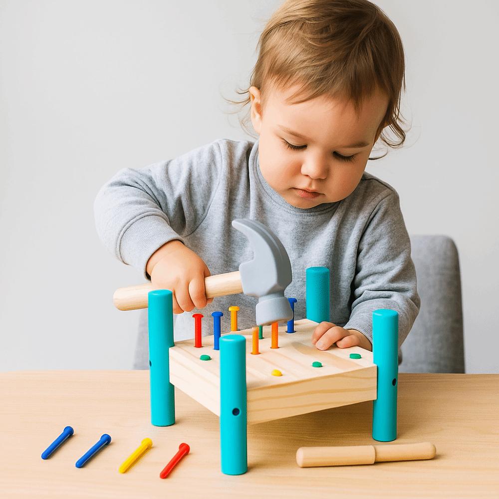Holz Klopf Nägel Werkzeug Spielzeug Montessori Baby Hammer Schlagen Holzspielzeug Hand-Auge-Koordination