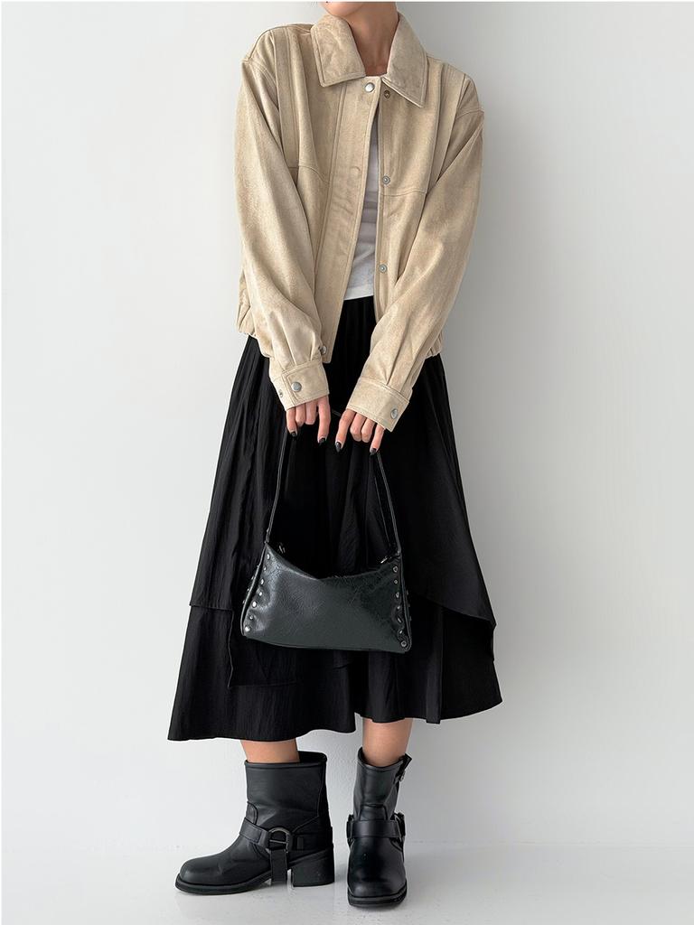 The Green Lab Asymmetrical Flare Skirt [Black]