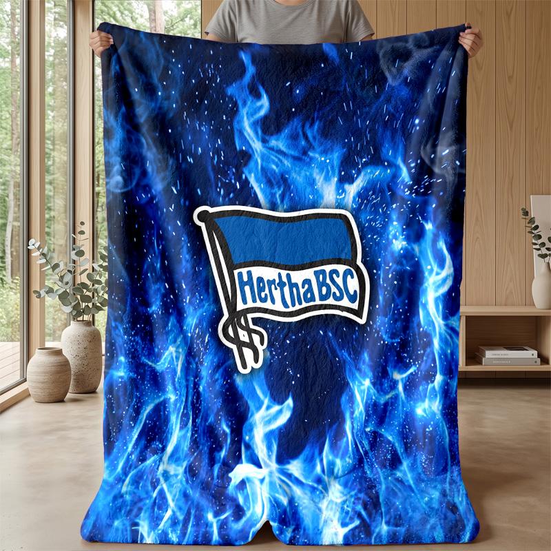Hertha bsc FC Coperta Morbida in Flanella Pile Leggera Accogliente Calda Coperta Plaid per Divano Letto Arredamento Casa