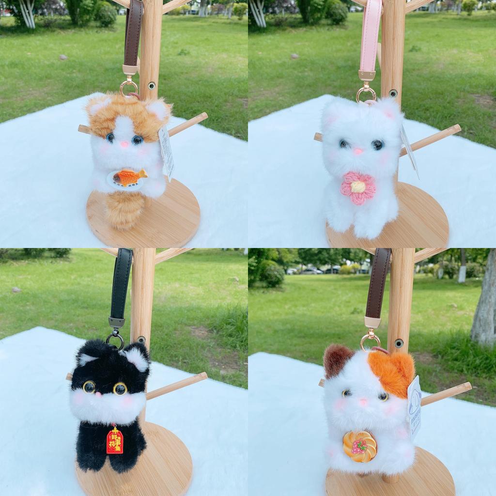 Plush Cat Keychain With Pp Cotton Filling For Girls Gift And Bag Decor