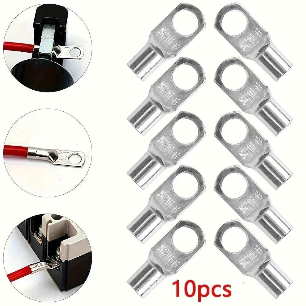 

10pcs Cold-Pressed Copper Tab Wiring NoseTerminal Block Wire Connector Ground Lugs Terminal 2P