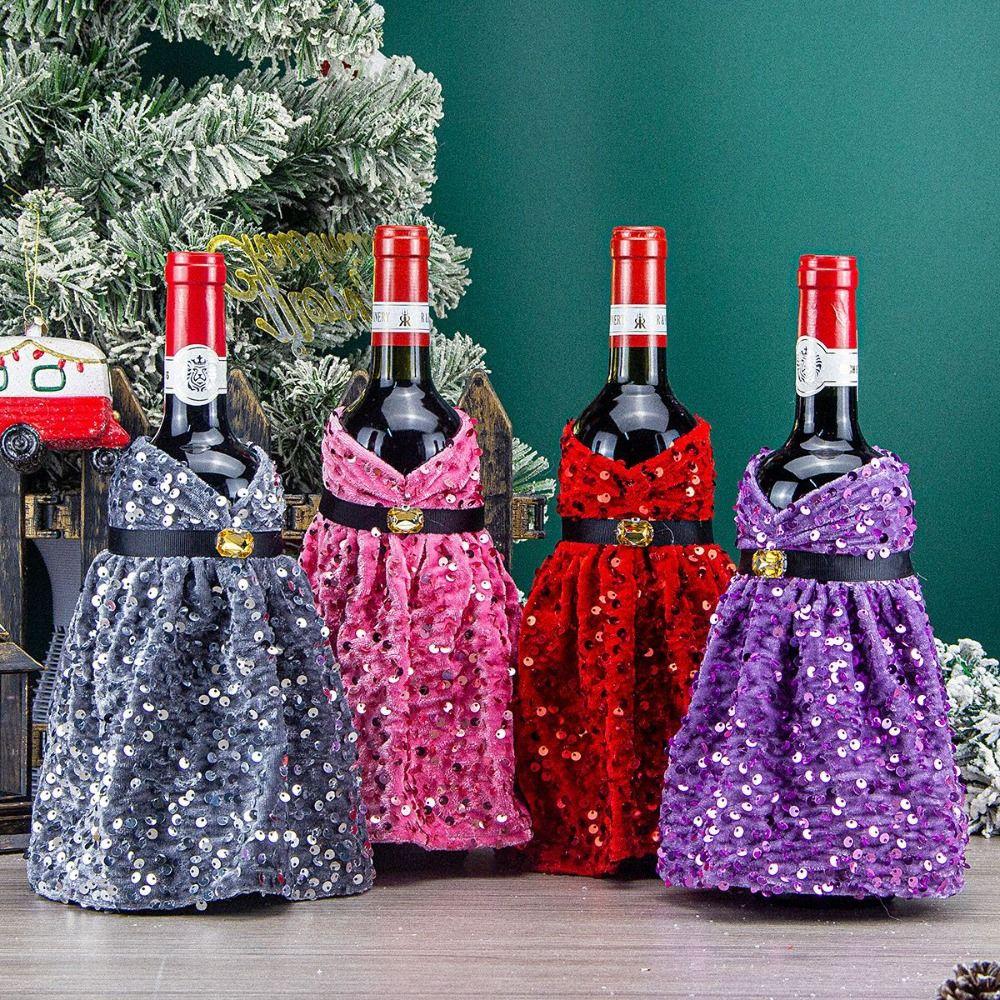 Dust-proof Wine Bottle Covers Sequined Champagne Bottle Cover New Christmas Decoration