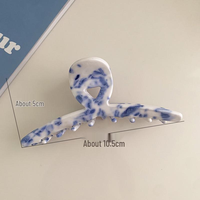 Retro Blue & White Porcelain Pattern Acetate Hair Claw