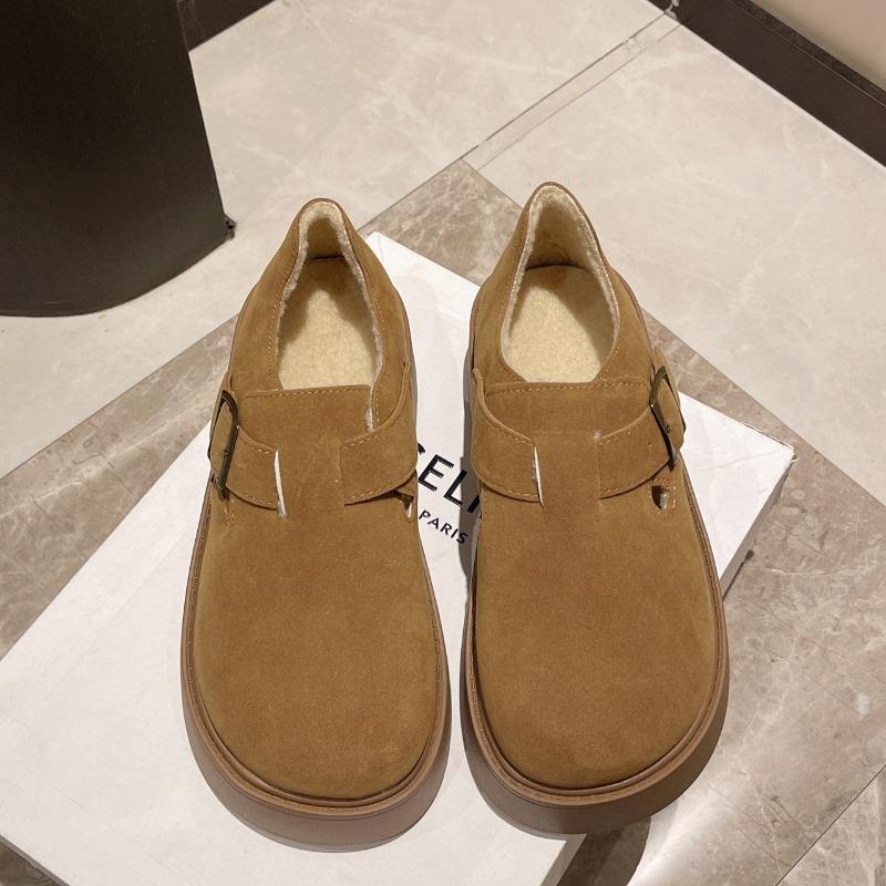 Damskor i sammet, enkel sko, 2, vår och höst, nya, tjocka sulor, muffin, en-pedal, heltäckande