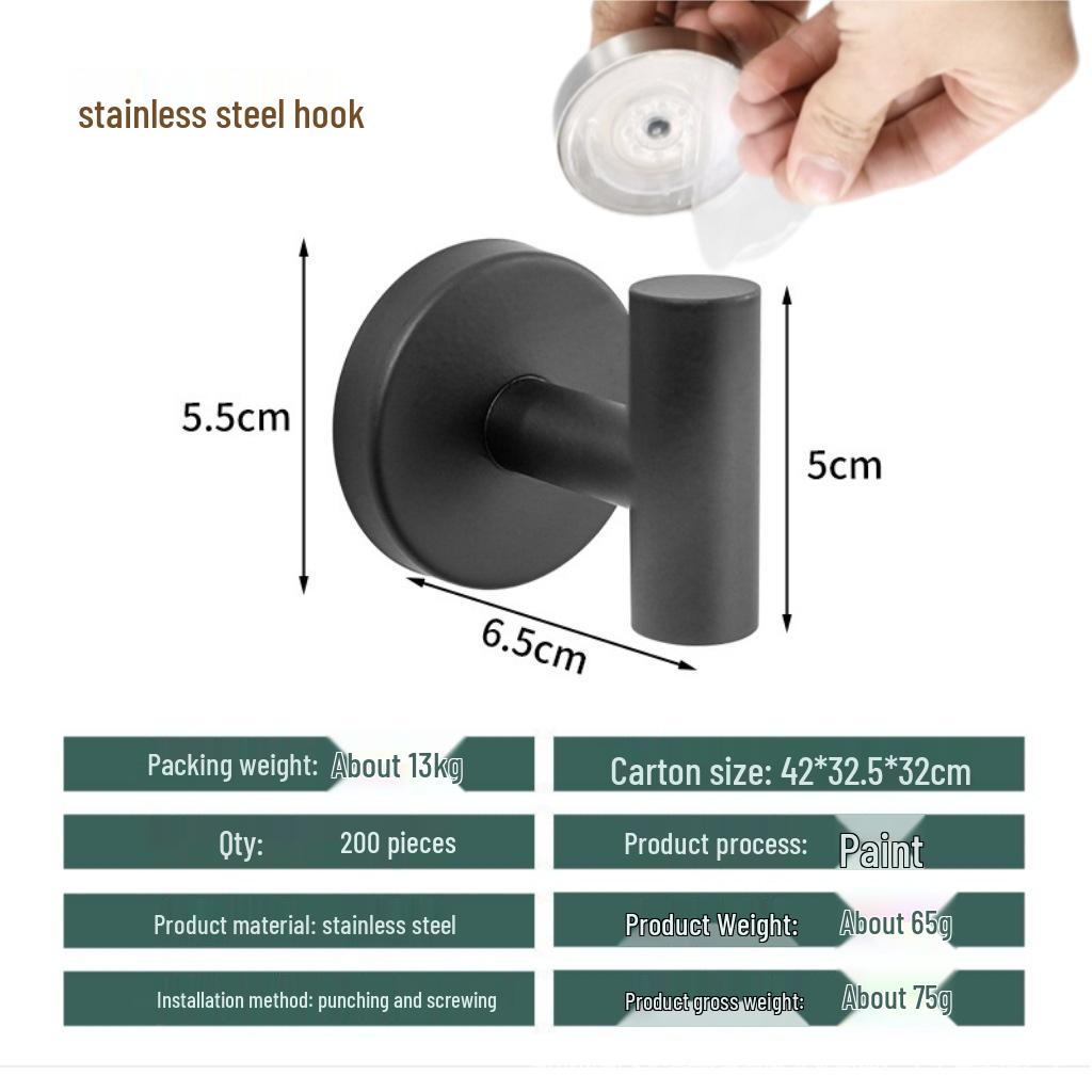 Stainless Steel No-Drill Suction Cup Hook - Strong Load-Bearing for Bathroom and Toilet